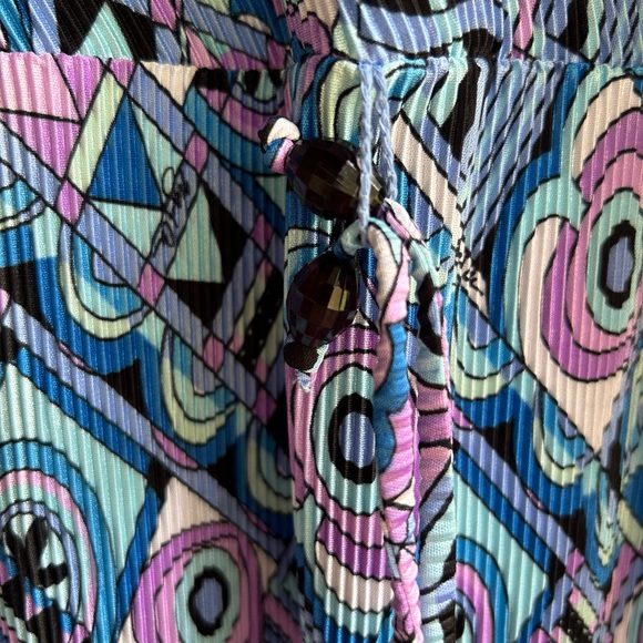 Sigrid Olsen dress accordian pleats, wrap v-neck with cord waist tie. Sz XL - Picture 3 of 7